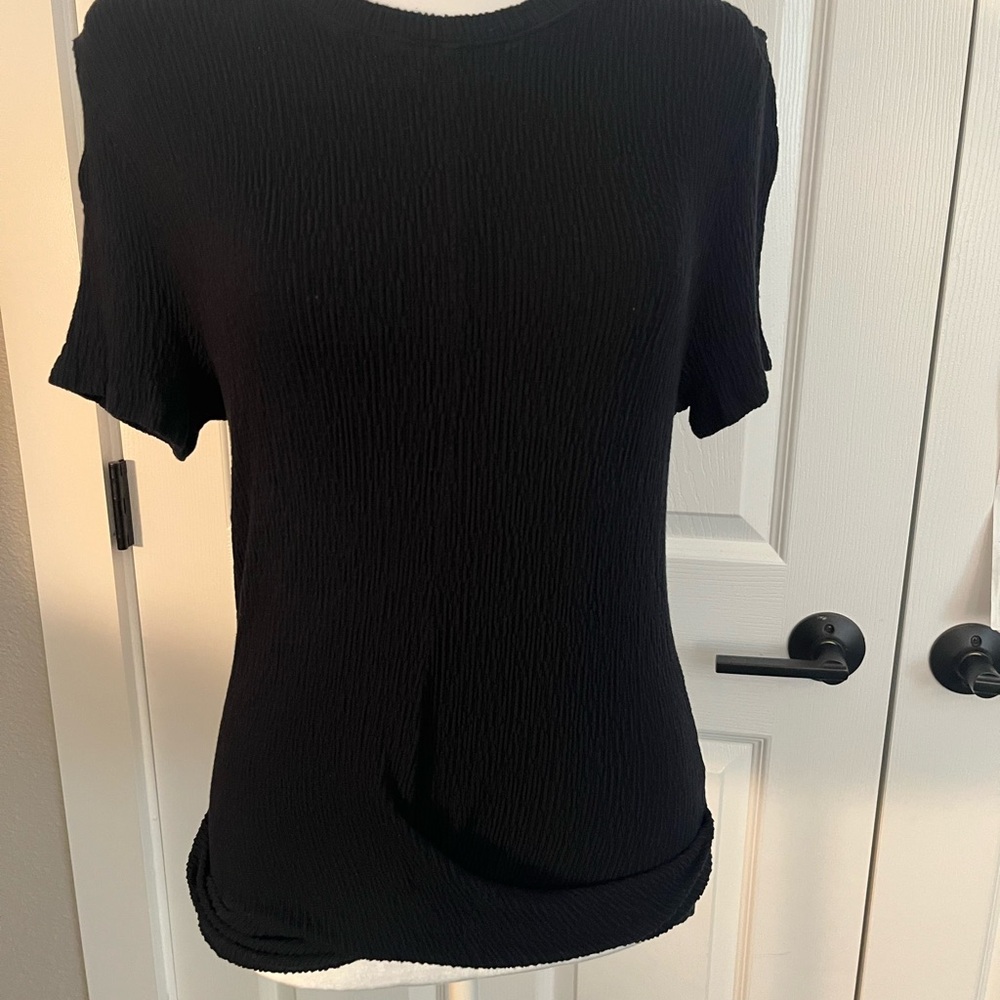 Michael Stars Black Textured Short Sleeve Top
